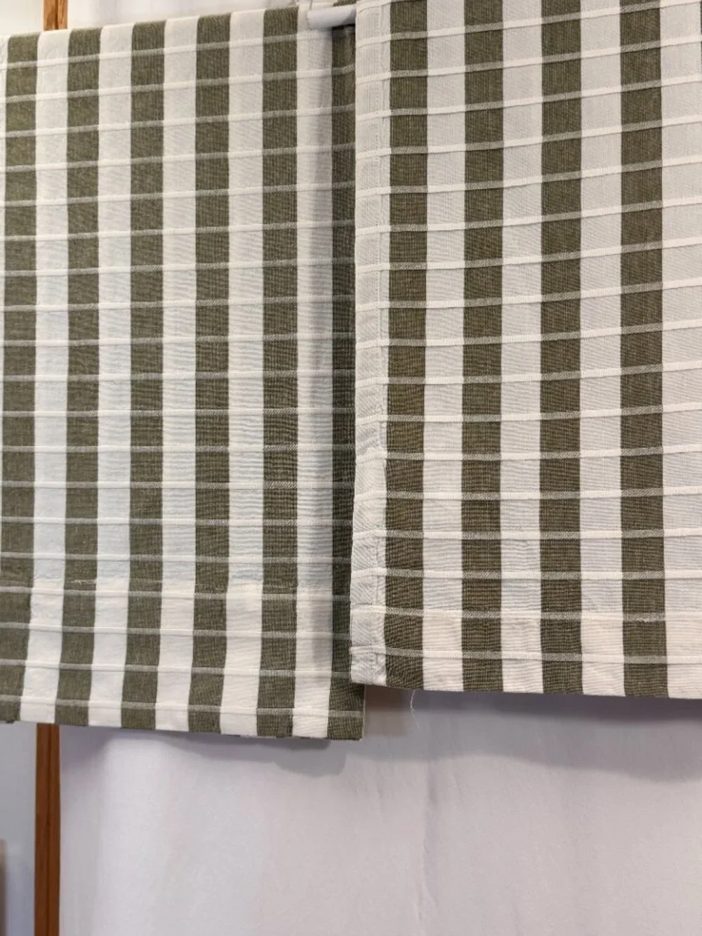 Anthropologie Cotton Woven Stripe Café Curtains, 25”W x 36”L, 4 Panels